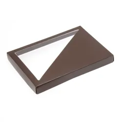 24 Choc Gloss Brown Folding Lid with Triangular Window